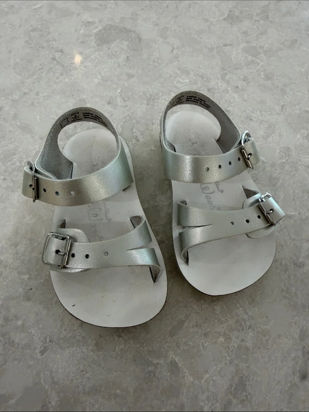 Girls Metallic Silver Buckle Sandals with Adjustable Straps